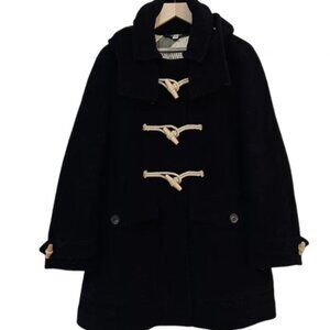 BURBERRY BRIT wool toggle pea coat / black / size 8